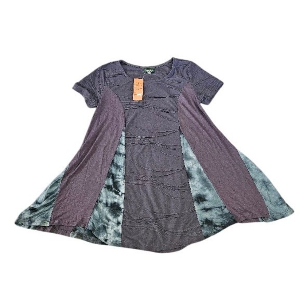 Kathmandu Imports Tunic Top Women S/M Blue Purple Tie Dye Boho Lagenlook Artsy